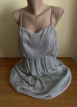 Сукня на тонкій бретелі сріблястого кольору розмір л-хл