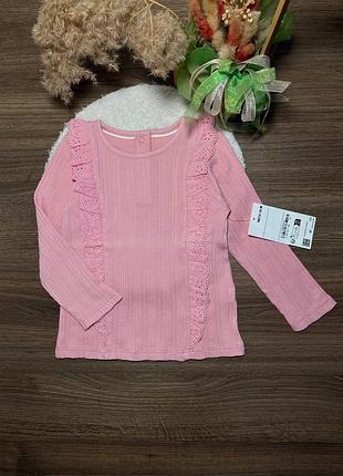 🧸 рожевий лонгслів в рубчик з рюшами для дівчинки | c&a