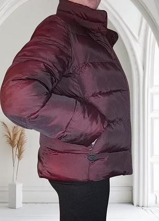 Куртка пуховик женская h&amp;m sm дутая стеганая прямая без капюшона искусственный пух цвет марсала бурунди