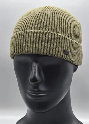 Шапка кашемир с отворотом. бини (докер) масло