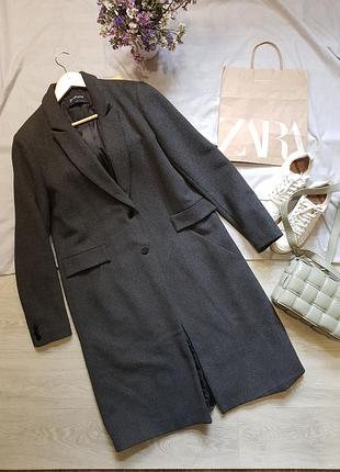 Пальто женское базовое серое миди прямое классический крой легкий оверсайз свободный крой