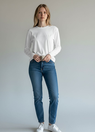 United colours of benetton,  жіночий білий бавовняний лонг, футболка з довгим рукавом, з фірмовим написом, розмір l