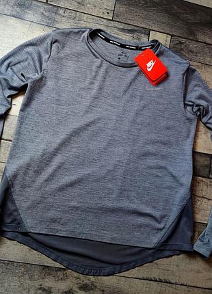 Nike running longsleve/спортивний лонг найк у сірому кольорі розмір м