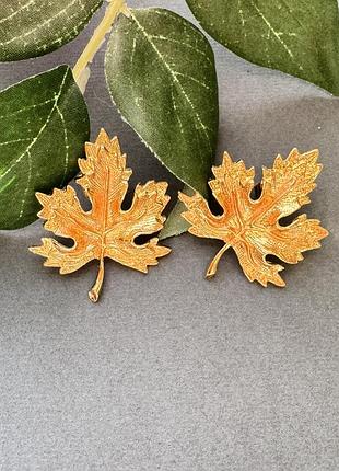 Сережки «осінній лист» — золоті, нові