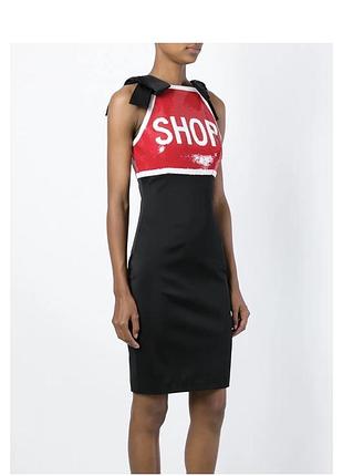 Сукня moschino shop stop sign sequin bow shoulder dress, size 8 us