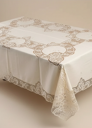 Скатерть с ажурной вышивкой — натуральный хлопок 180×220 / 270 / 320