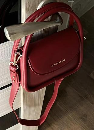 Сумка бордова кросбоді червона еко шкіра