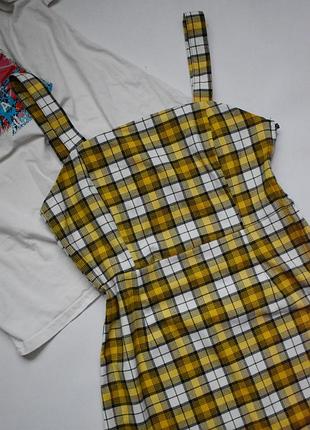 Актуальний  жовтий сарафан сукня в клітинку по фігурі h&m