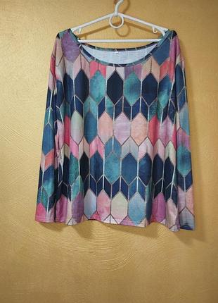 Блуза one size, женская, молодежная, большой размер, полиэстр, вискоза, демисезон.