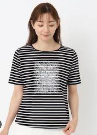 Новая модная,красивая футболка в полоску со стразами,48-50р,бирка есть