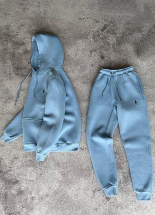 Люксовый мужской теплый спортивный костюм polo ralph lauren флис