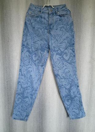 Детские голубые джинсы принт