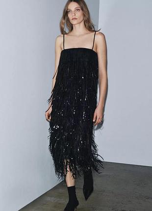 Сукня жіноча чорна з паєтками zara new