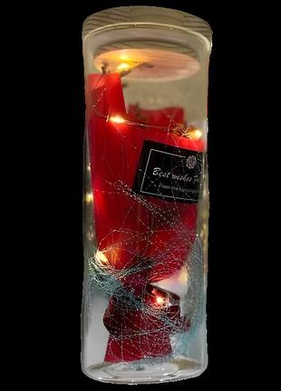 Троянда в колбі з led підсвіткою велика №a52 червона