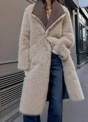 Двостороннє пальто зі штучного хутра
