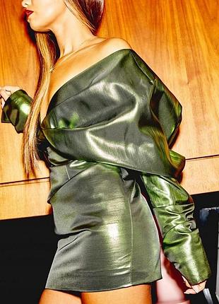 Платье metallic с рукавами -кимоно
