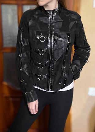 Куртка кожанка кожаная курточка косуха замшевшая с кольцами натуральная кожа замш