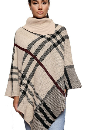 Пончо накидка теплая женская