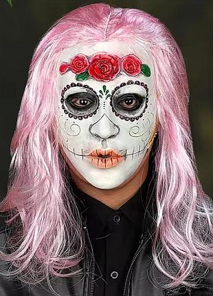 Латексная латекс маска ведьма день мертвых санта муэрте