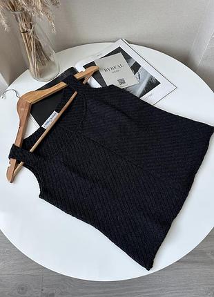 Темно сірий вʼязаний топ з вовною майка шерсть