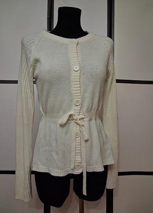 Молочно белая женская кофта кардиган с пояском бренд only размер l маломерит