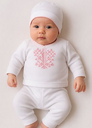 Детский костюм-тройка с вышивкой 3 месяца и 6 месяцев