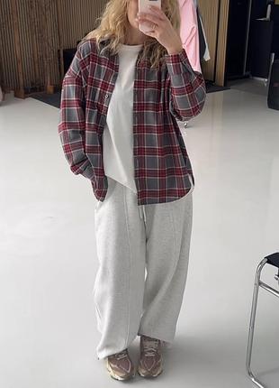 Останні сорочка картата фланель в клітинку сіра бордова блакитна коричнева подовжена оверсайз