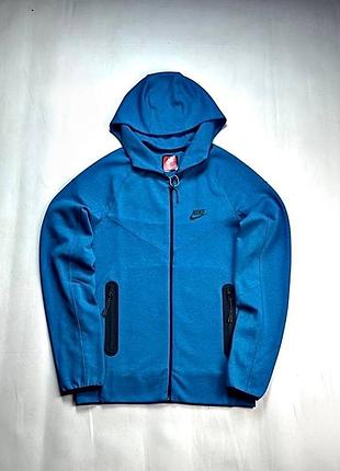 Чоловіча синя спортивна кофта зіпка nike tech fleece