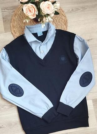 Кофта школьная теплая жилетка и рубашка на 11/12 г.