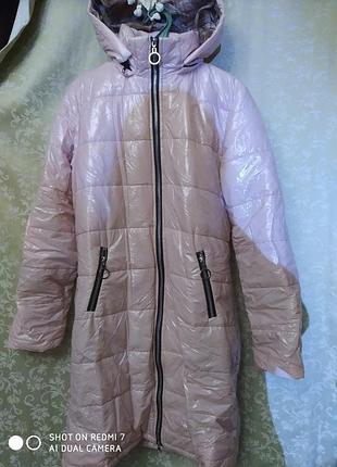 Куртка лаковая, плать женский осенний l,xl