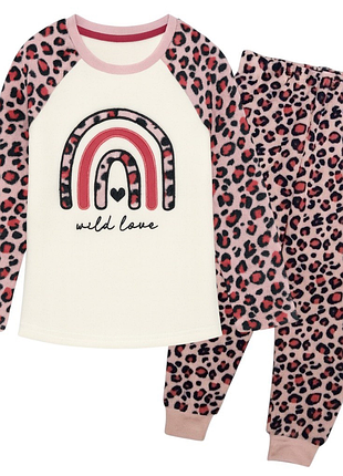 Теплая детская плюшевая пижама для девочки 110-116 см (5-6y), розовый