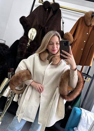 Пончо кашемірове жіноче пончо пончо з хутром