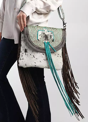 Myra bag новая сумка кожаная с бахромой, в этно бохо стиле, из америки☘️