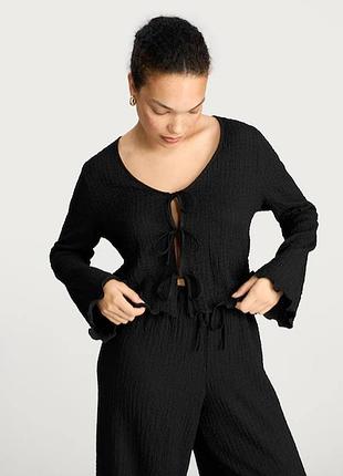 Черный топ с завязками спереди f&amp;f