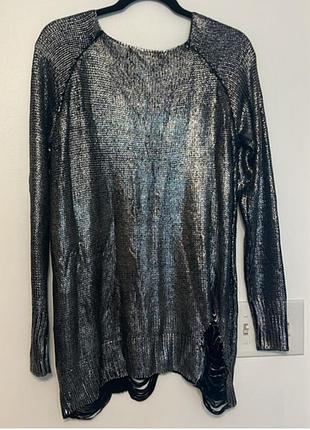 Лонгслив серебристой металлик