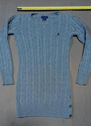 Плечи 34 см ralph lauren серый длинный свитер для маленьких модниц size s(7) 100% cotton
