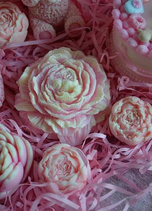 Свеча пион ручной работы из соевого воска, цветочный декор дома, подарок в день валентина, в день матери, на день рождения, ароматическая пион