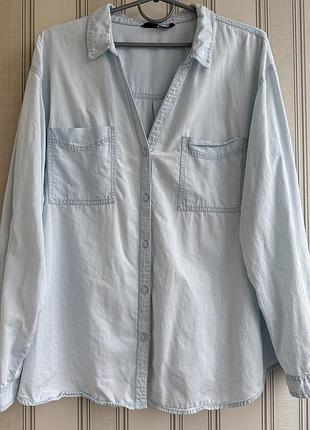 🩵🩵🩵брендова подовжена джинсова сорочка. батал