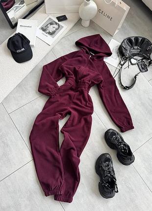 Жіночий повсякденний класичний брючний теплий комбінезон з капюшоном тканина двосторонній теплий фліс туреччина