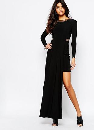 Платье вечернее асимметричное платье черная
