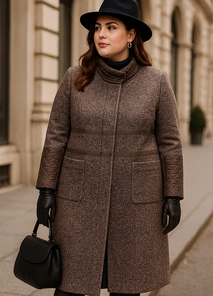 Зимнее женское длинное пальто с поясом украинского бренда lesia, 58-60 размер