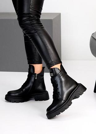 Черевики "lankoti" жіночі шкіра напівшерсть чорний 25643