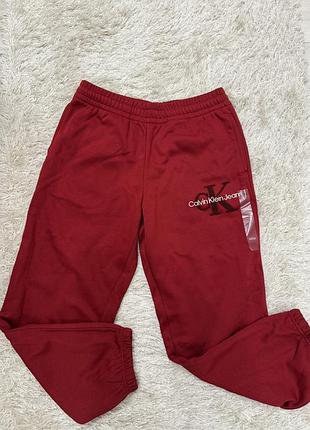 Штани спортивні на флісі бордо/бургунді calvin klein розмір м