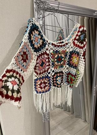 Оригінальна вʼязана кофтинка кофта топ вʼязка