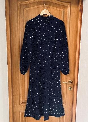 Елегантна темно синя сукня у горох musthave 🇺🇦