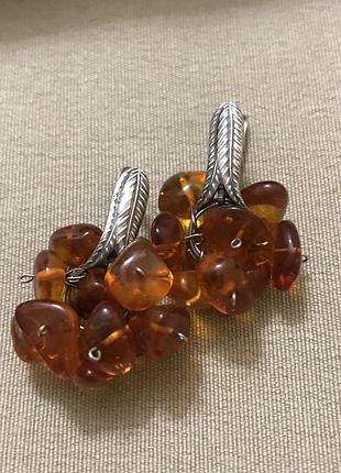 Бурштин гарні сережки ємаркування вінтаж