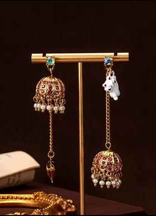 Гарні сережки вінтаж серце ,дзвіночки,котик ( красивые серьги винтаж сердце ,колокольчики)