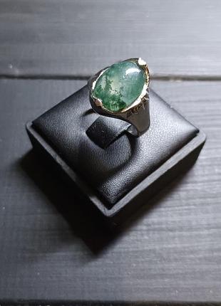 Кольцо натуральный камень моховый агат