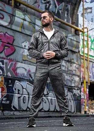 Стрічковий спортивний костюм stone island x new balance black