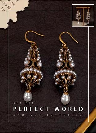 Шикарные серьги ретро,винтаж с жемчужинами (красивые серьги винтаж с жемчужинами)